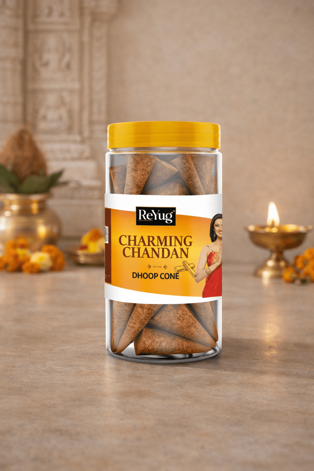 CHARMING CHANDAN - REYUG DHOOP CONE JAR - Reyug