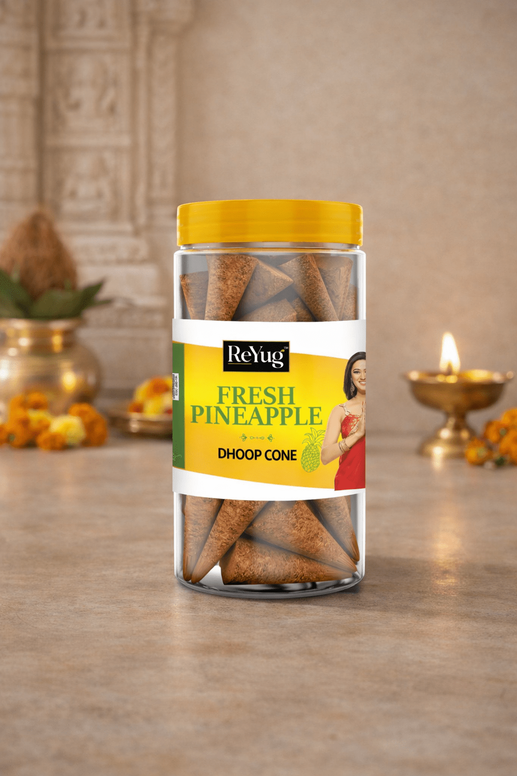 FRESH PINEAPPLE - REYUG DHOOP CONE JAR - Reyug