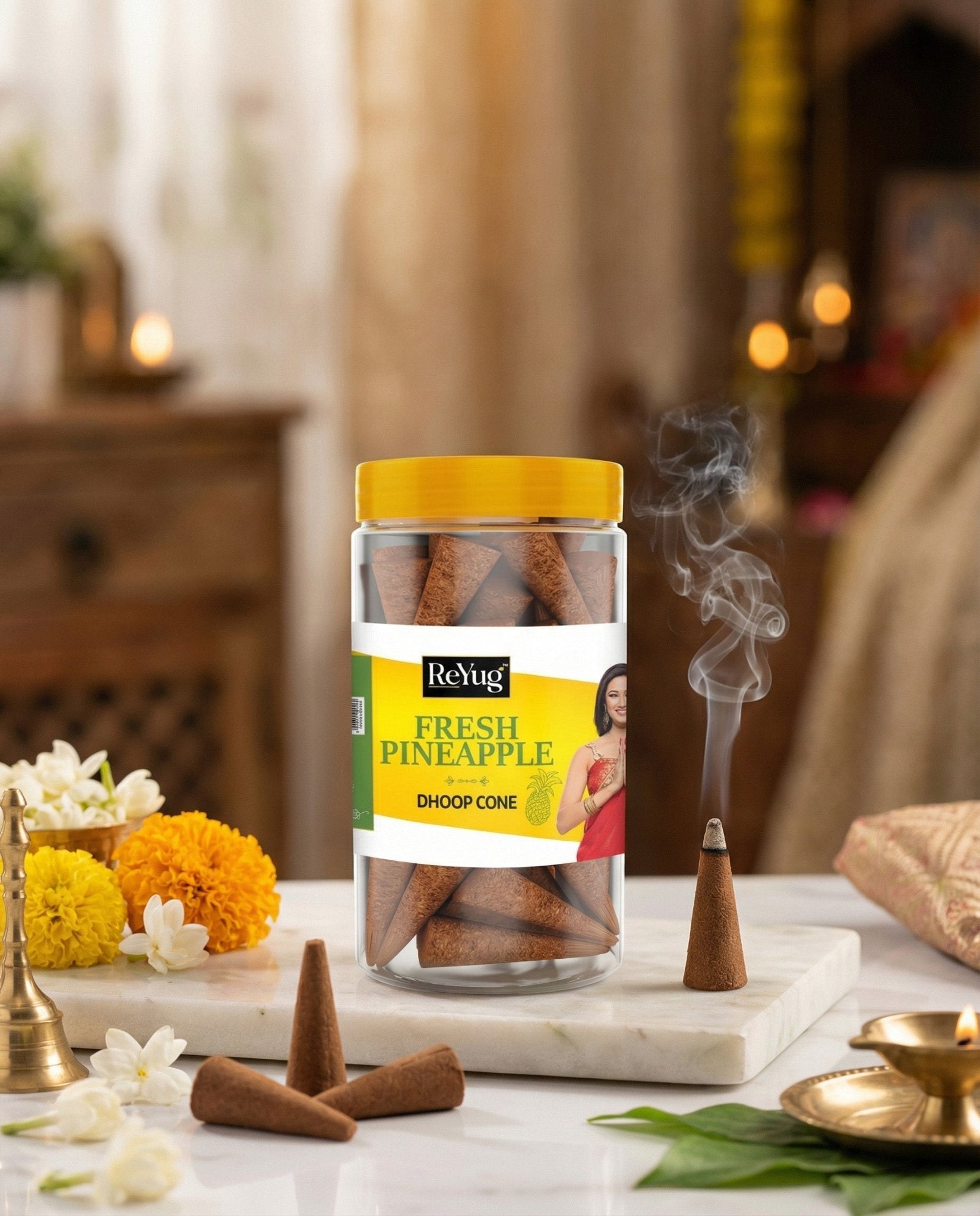 FRESH PINEAPPLE - REYUG DHOOP CONE JAR - Reyug