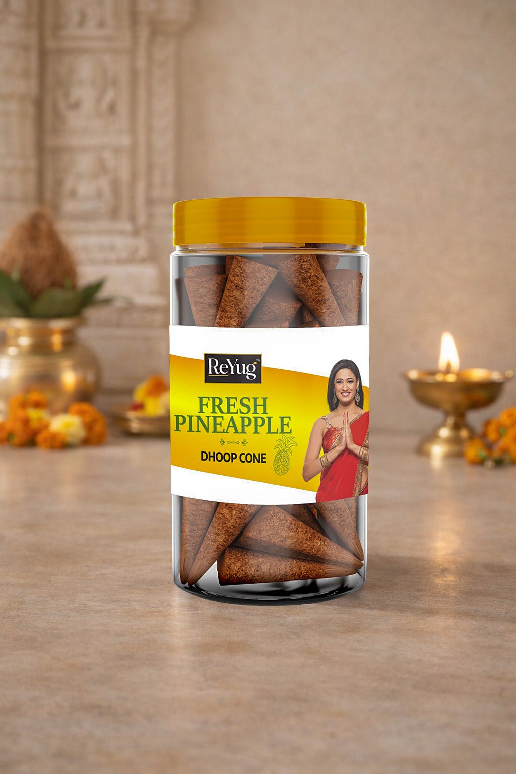 FRESH PINEAPPLE - REYUG DHOOP CONE JAR - Reyug