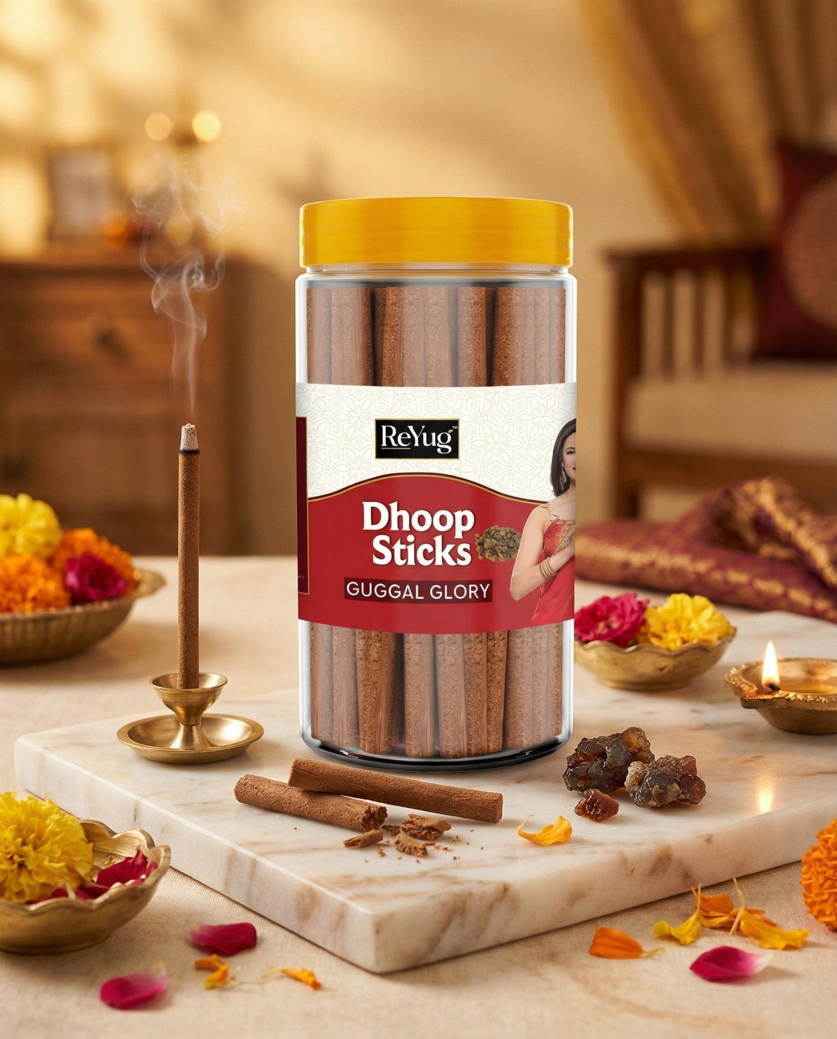 GUGGAL GLORY - REYUG DHOOP STICK JAR - Reyug