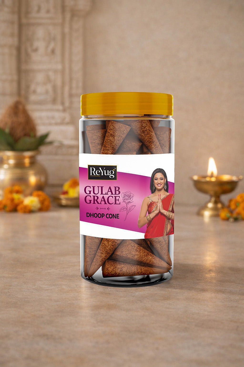 GULAB GRACE - REYUG DHOOP CONE JAR - Reyug