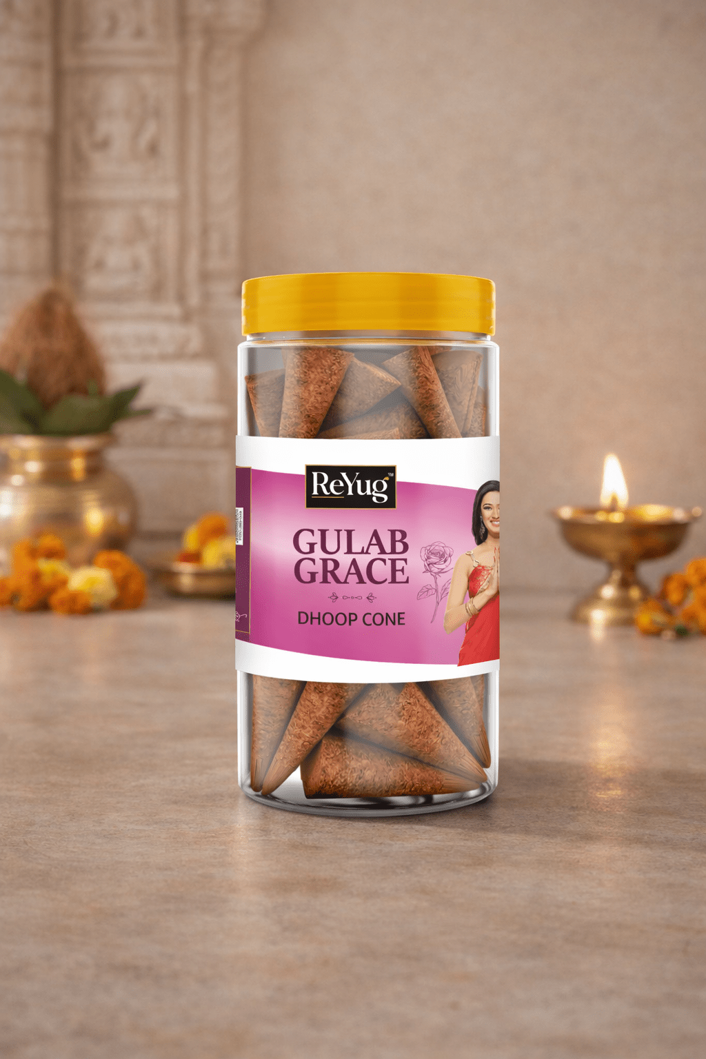 GULAB GRACE - REYUG DHOOP CONE JAR - Reyug