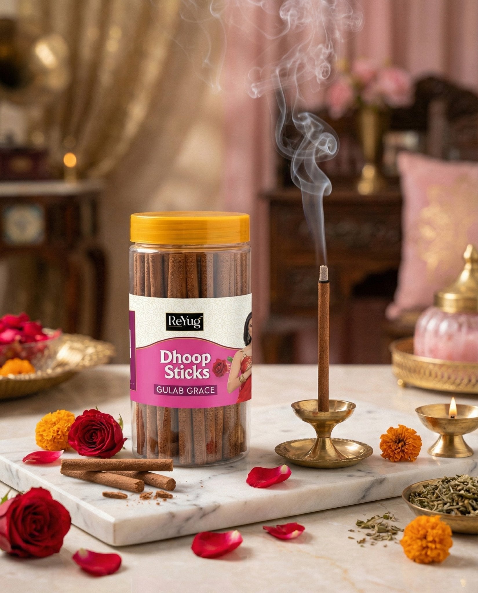 GULAB GRACE - REYUG DHOOP STICK JAR - Reyug