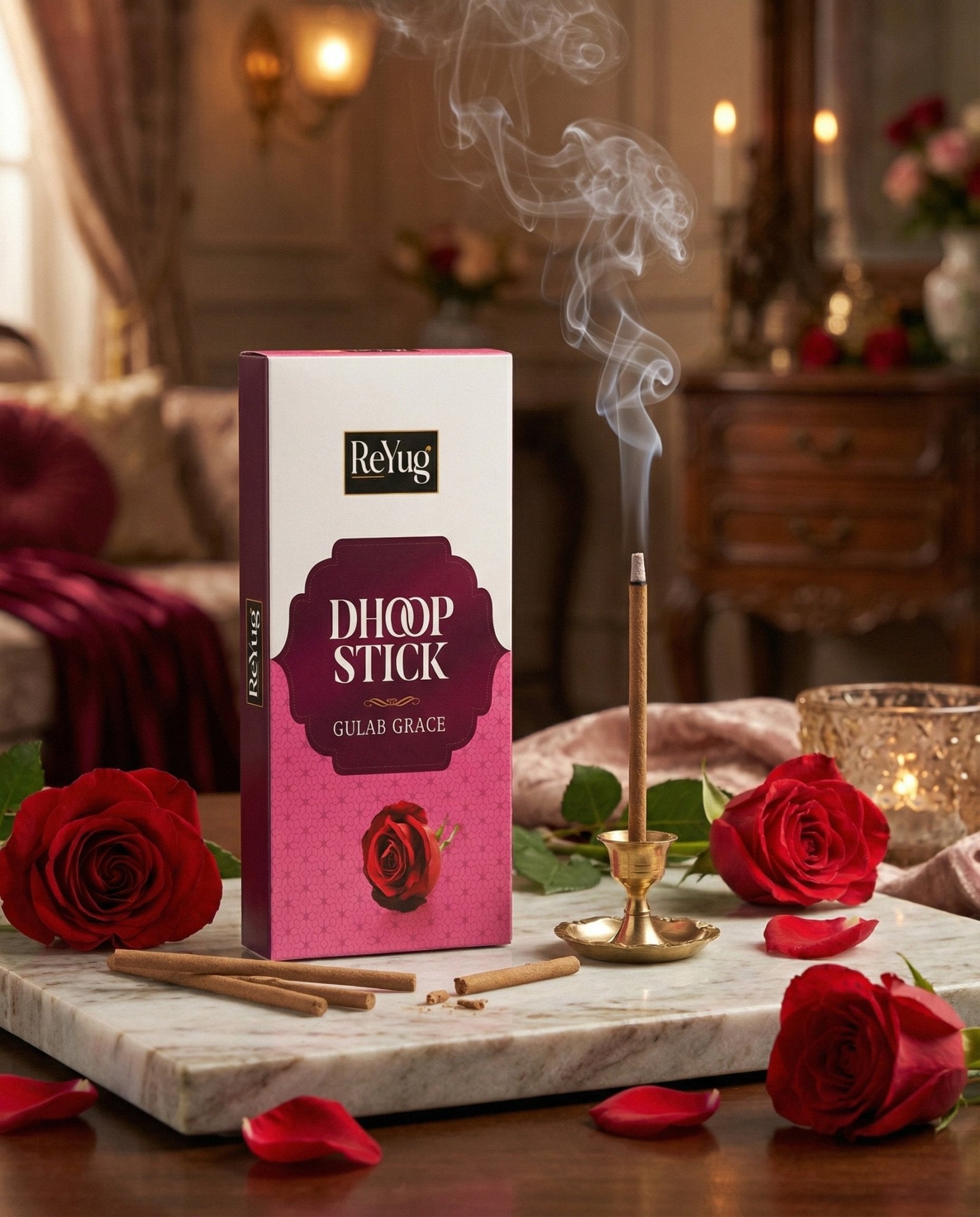 GULAB GRACE - REYUG DHOOP STICK (PACK OF 4) - Reyug