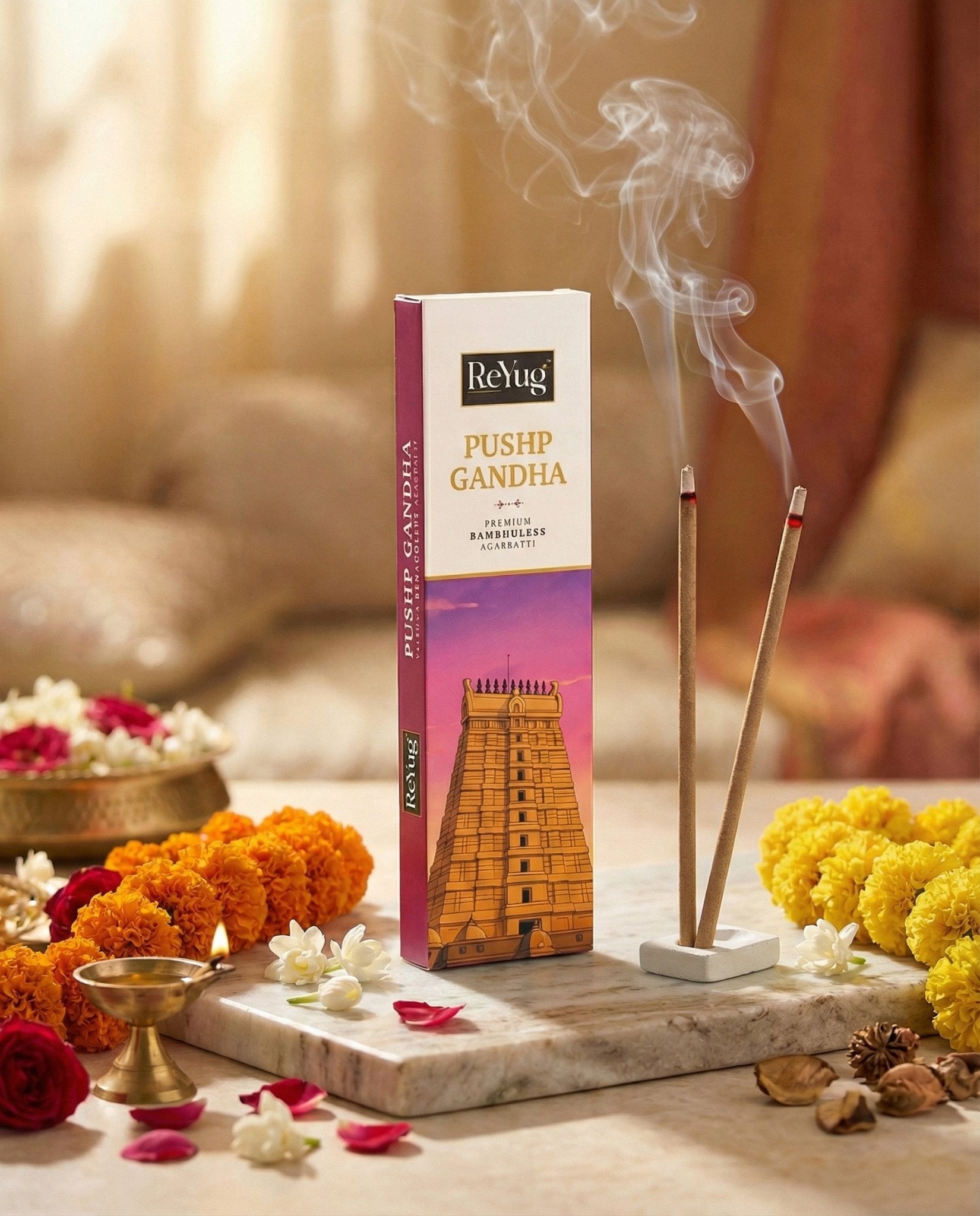 REYUG BAMBOOLESS INCENSE STICKS - PUSHP GANDHA - Reyug